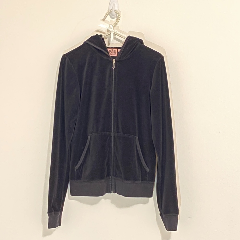 Black Velour Juicy Couture Track Jacket Size XL
